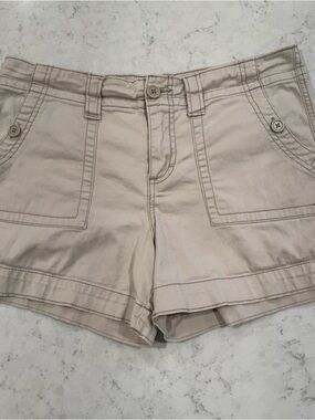 Faded Glory Women’s 10 Casual Khaki Chino Utility Shorts 4" Inseam Cotton Blend